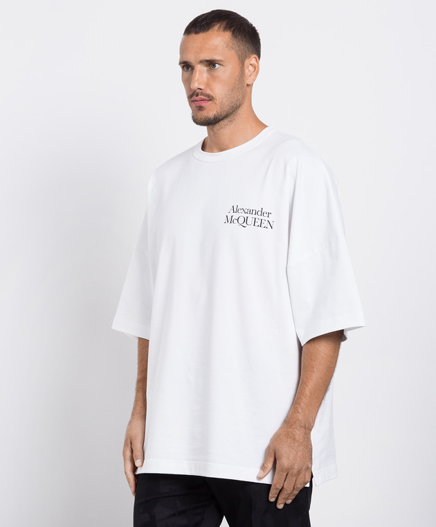 Alexander McQueen White t-shirt with a contrast print of the Exploded logo 750655QVZ06 image 3