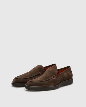 Santoni Коричневые замшевые лоферы MGDG17824SMOKSVU