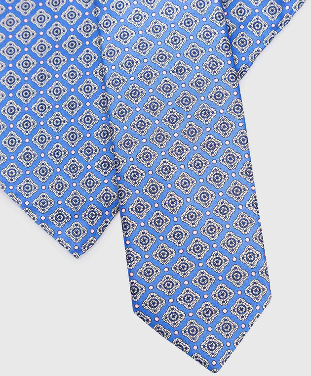 Stefano Ricci Дитячий синій шовковий набір з краватки та хустки-паші у візерунок YDH27031 зображення 4