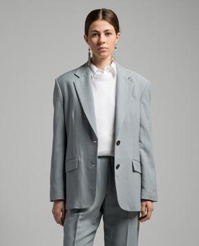 Brunello Cucinelli Блакитний жакет з льоном з ланцюжком моніль MH1262555