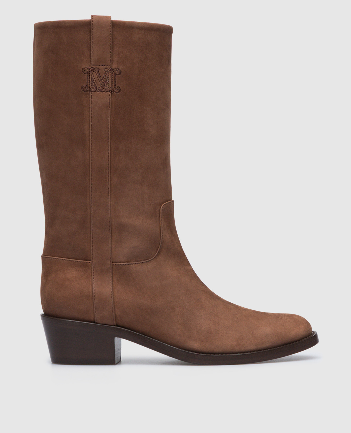 

Коричневые замшевые сапоги Barry2 с вышивкой логотипа, Коричневый, Сапоги