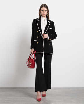 Valentino Черные брюки клеш из шерсти и шелка 2B3RB5601CF