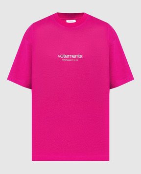 Vetements Розовая футболка с фактурным логотипом UE64TR150Hm
