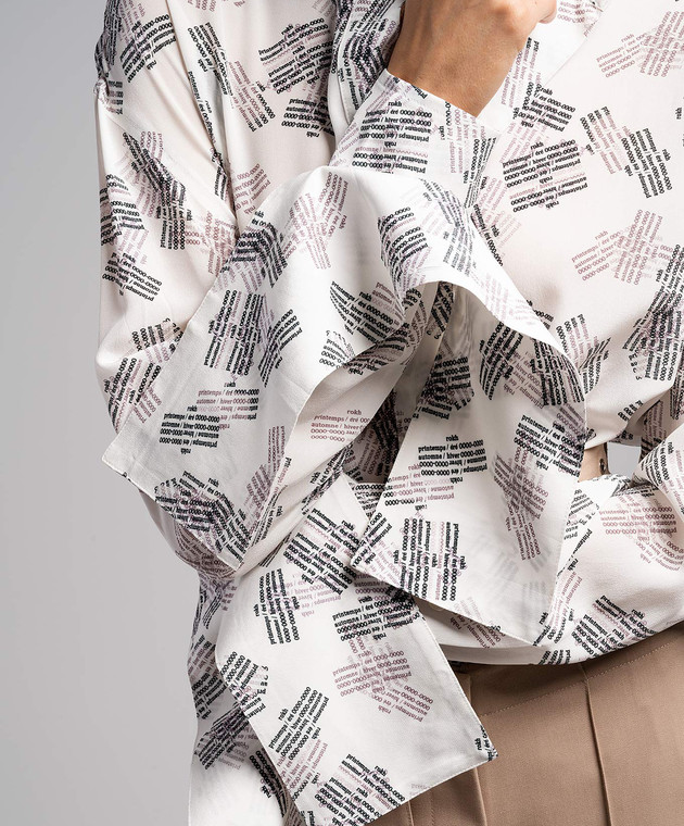 Rokh Белая блуза из шелка в брендированном принте R0CA287JP изображение 5