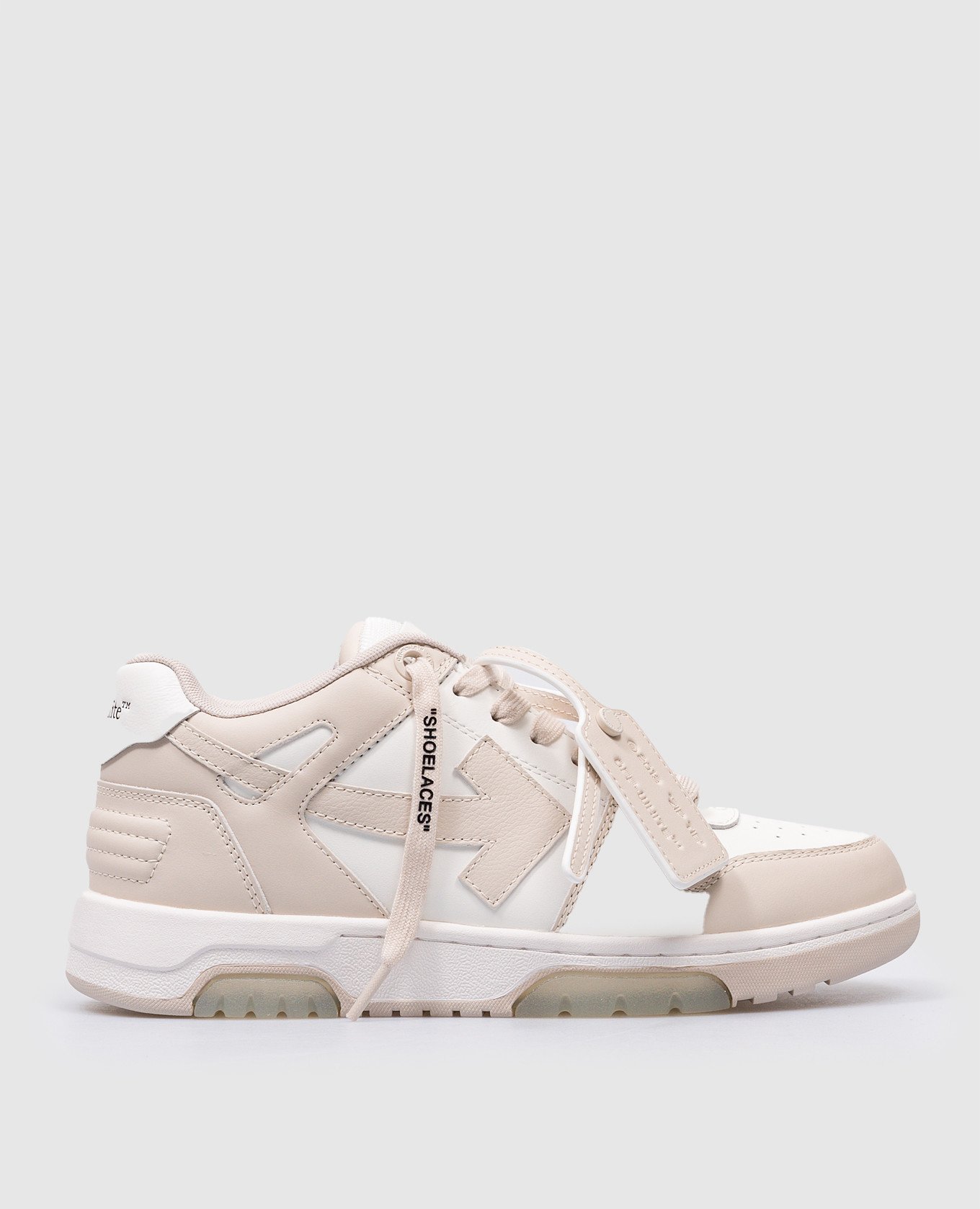 Out Of Office beige leather sneakers with logo