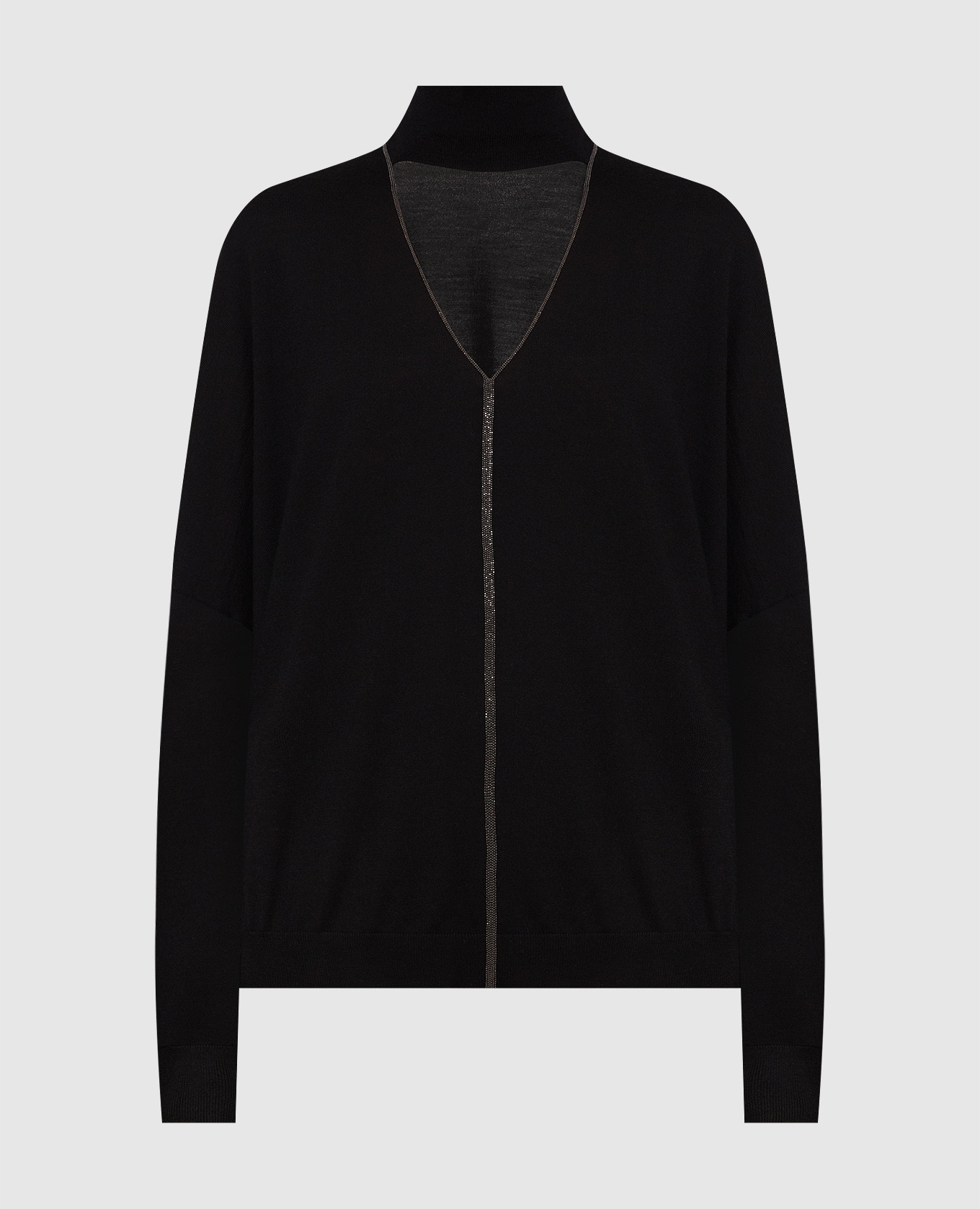 Черный пуловер из шерсти и кашемира с эколатунью