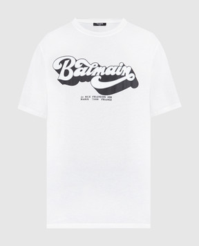 Balmain Белая футболка с принтом логотипа BH1EG010BC44