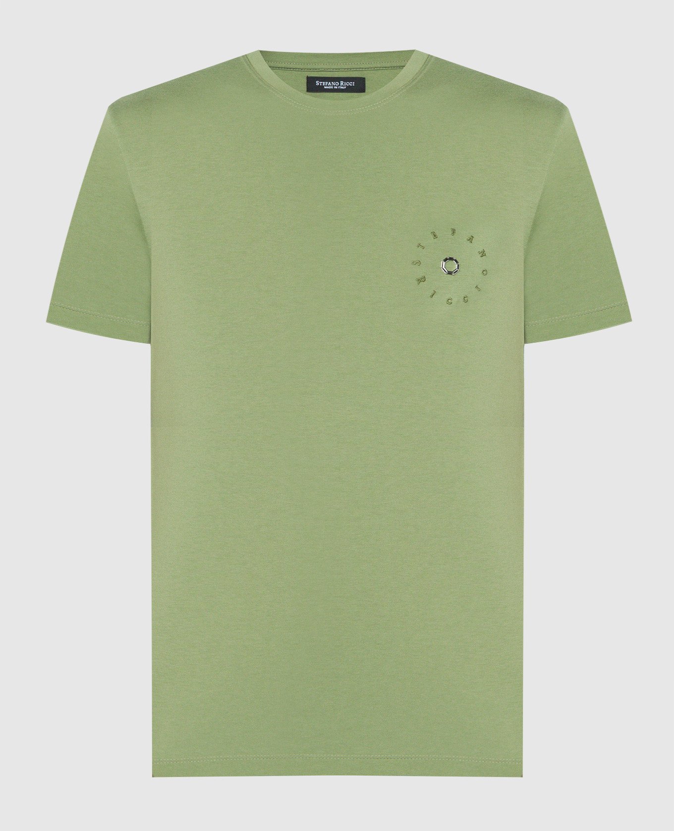 Зеленая футболка с вышивкой логотипа