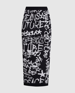 Versace Jeans Couture Черная карандашная юбка в логотип Logo Brush Couture 75HAEM26CM27N