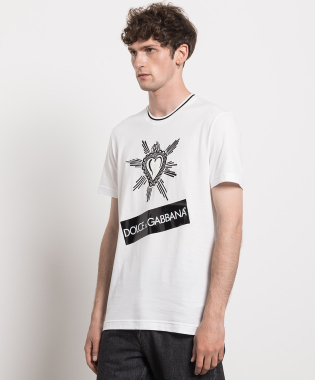 Dolce&Gabbana White t-shirt with logo and embroidery G8KDOTG7SLY image 3