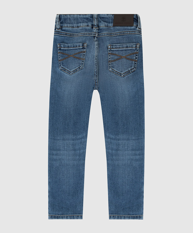 Brunello Cucinelli Дитячі джинси з ефектом потертості BA182P403C зображення 2