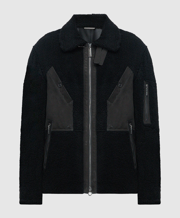 Stefano Ricci Black leather jacket with fur M7J3300170LACONY