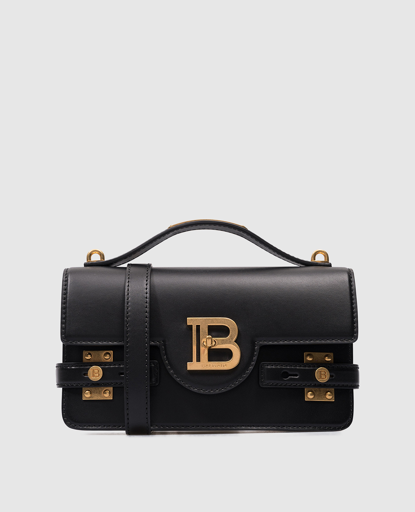 Чорна шкіряна сумка B-BUZZ 24 з металевим логотипом