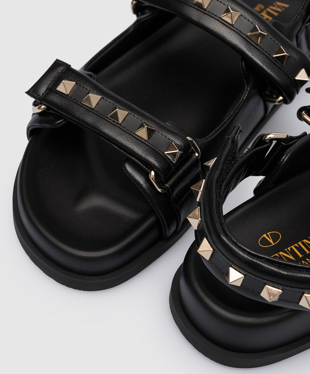 Valentino Rockstud black leather sandals 2W2S0FE6MNK изображение 4