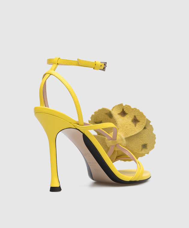N21 Yellow leather sandals with a rose 23ECPXNV15062 изображение 3