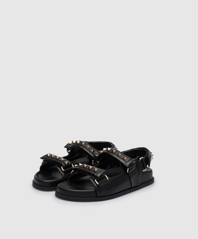 Valentino Rockstud black leather sandals 2W2S0FE6MNK изображение 2