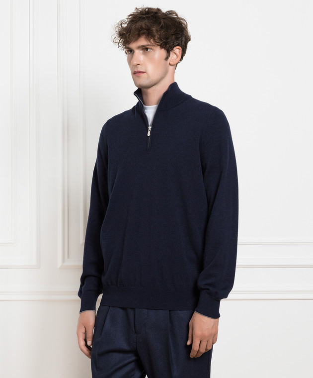 Brunello Cucinelli Синий свитер из кашемира M2200124 изображение 3