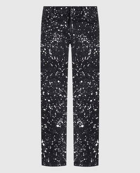 Off-White Черные джинсы в контрастный узор OMYA074F22DEN001