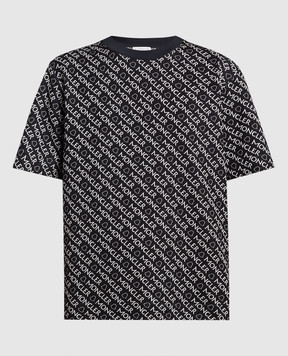 Moncler Черная футболка в контрастный узор монограммы 8C00025899TE