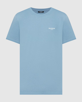 Balmain Блакитна футболка з принтом логотипа CH1EF000BB04