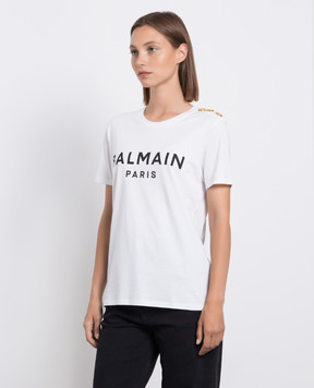 Balmain Белая футболка с логотипом BF1EF005BB02