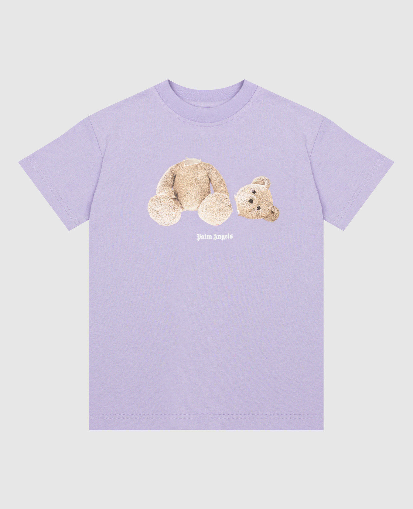 Детская сиреневая футболка с принтом Медведь