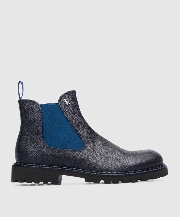 Stefano Ricci Children's leather blue Chelsea boots YRU10G868RC