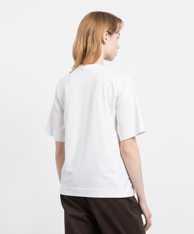 Peserico Біла футболка з принтом та паєтками S06574J0Q000070 зображення 4