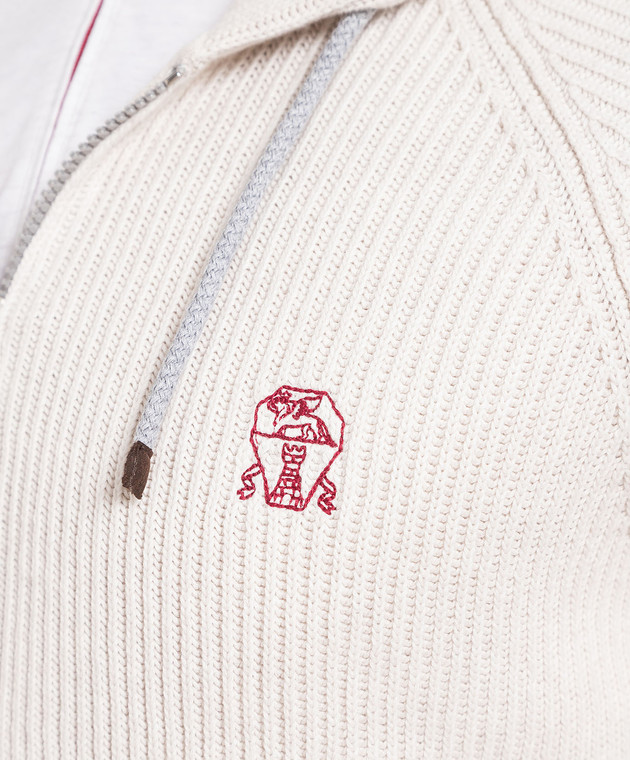 Brunello Cucinelli Бежевий кардиган з вишивкою логотипу M28704806G зображення 5