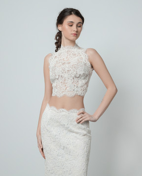 Ermanno Scervino Белый топ с кружевами D442L300EHL