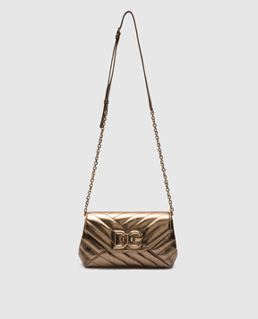 Dolce&Gabbana Золотиста шкіряна сумка крос-боді Lop з логотипом BB7312AP308