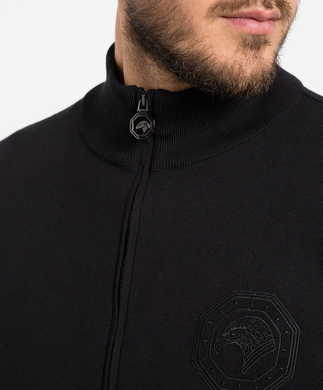 Stefano Ricci Черная спортивная кофта с вышивкой логотипа K616272R31F22228 изображение 5