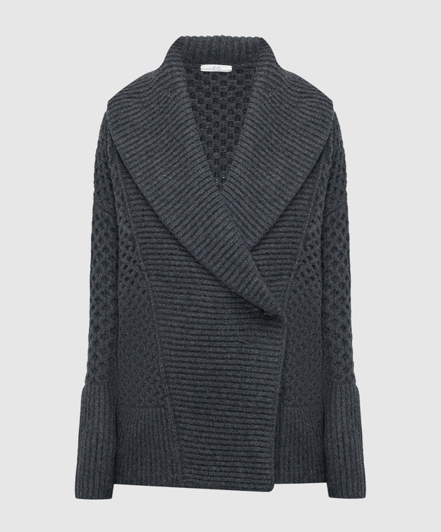 CO Gray cashmere cardigan with a textured pattern 8479CMR