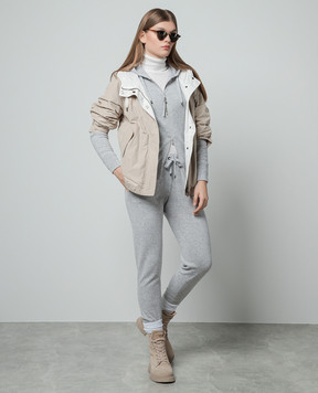 Brunello Cucinelli Серая спортивная кофта из кашемира с цепочкой мониль M12169106
