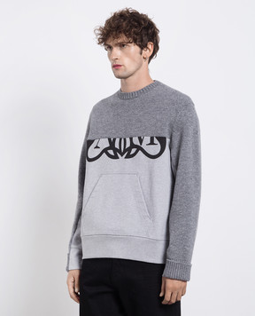 Alexander McQueen Сірий светр з вовни принтом Seal 760763Q1XIK