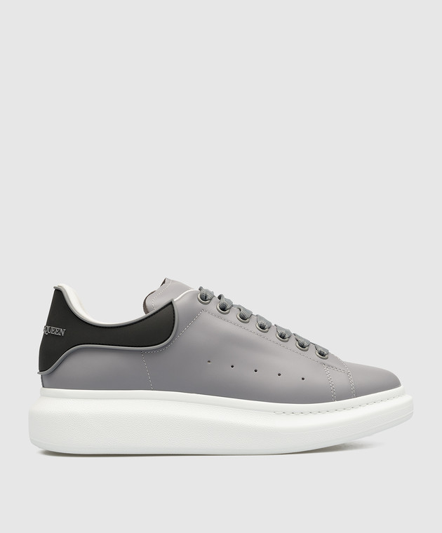 Alexander McQueen Oversized gray leather sneakers with logo 727394WHXMT