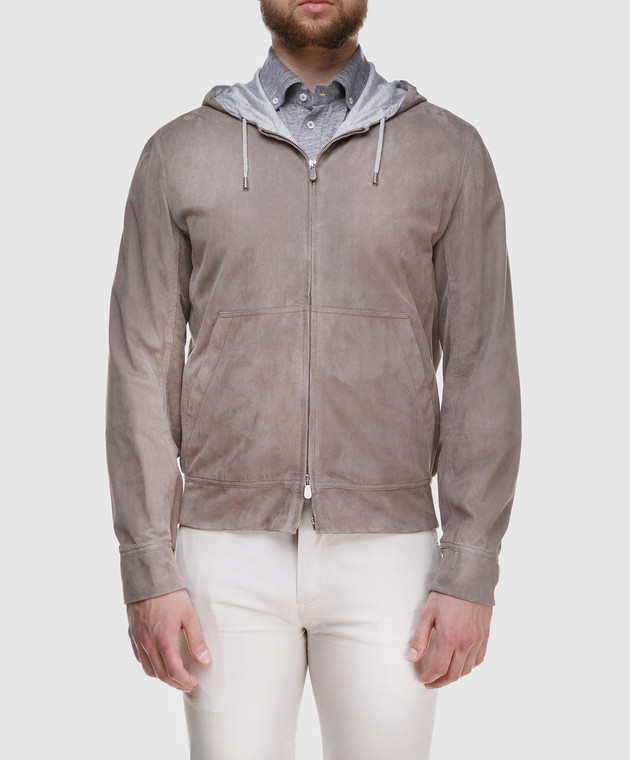 Brunello Cucinelli Серая замшевая куртка MPCHS1290 изображение 3