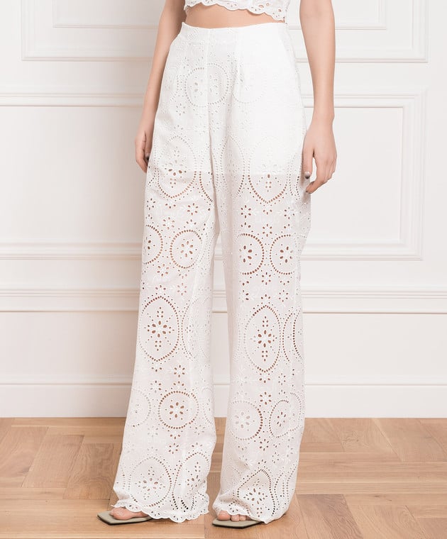 Charo Ruiz Brigid white trousers with broderie embroidery 233504 изображение 3