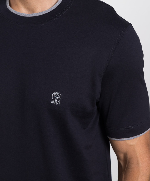 Brunello Cucinelli Синяя футболка с логотипом M0T717427G изображение 5