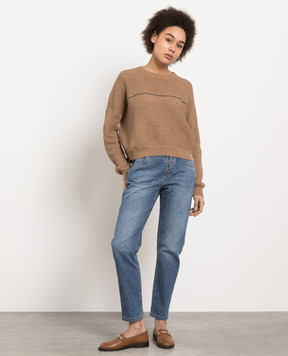 Brunello Cucinelli Коричневий джемпер з ланцюжком моніль M78763800