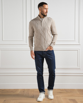Cashmere&Whiskey Бежевый свитер из шерсти в фактурный узор PL007