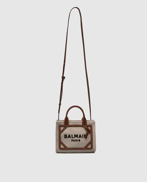 Balmain Бежевая комбинированная сумка B-Army с вышивкой логотипа. BN1FD808TDCS
