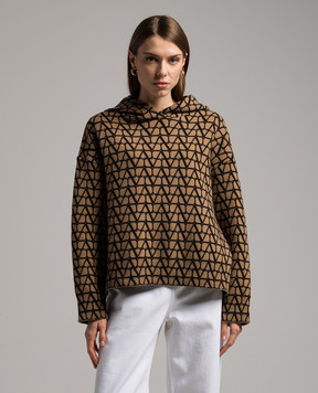 Valentino Коричневые худи из шерсти в узоре Toile Iconographe 4B3KC52U8ES