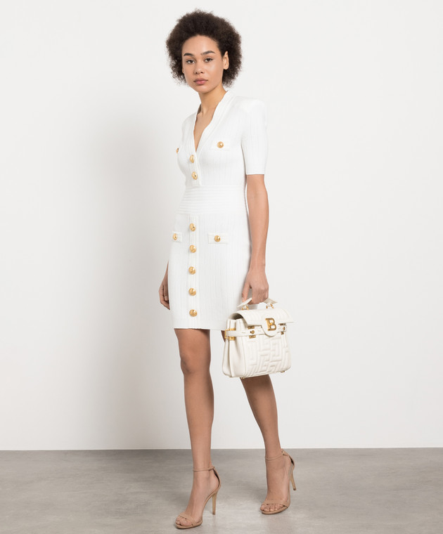 Balmain Белое платье мини AF0R6045KB07 изображение 2