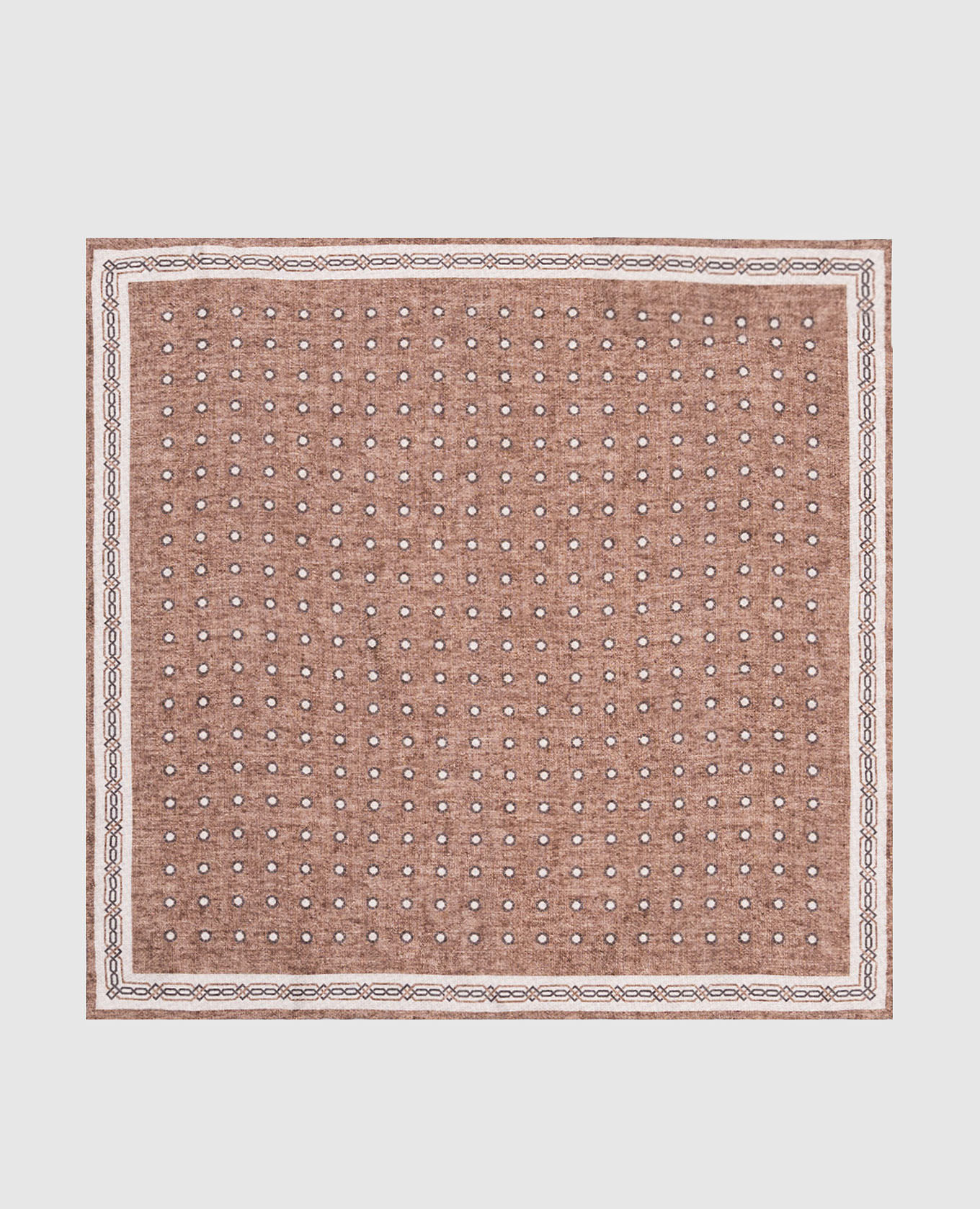Коричневый двухсторонний платок-паше из шелка в геометрический узор.