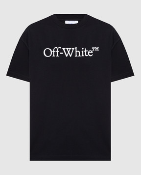 Off-White Черная футболка с контрастным принтом логотипа OWAA089F23JER004