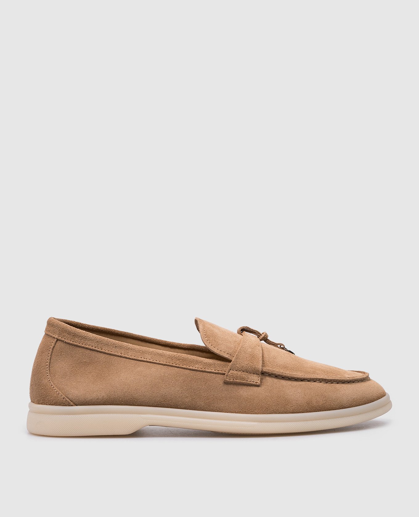 Brown suede logo loafers