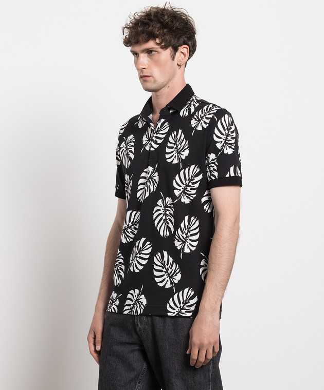 Dolce&Gabbana Black polo shirt with contrast print G8GW2TG7VPH image 3