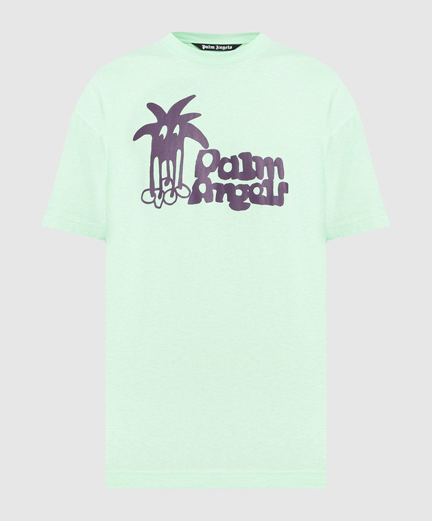 Palm Angels Green T-shirt with a print PMAA001E23JER009