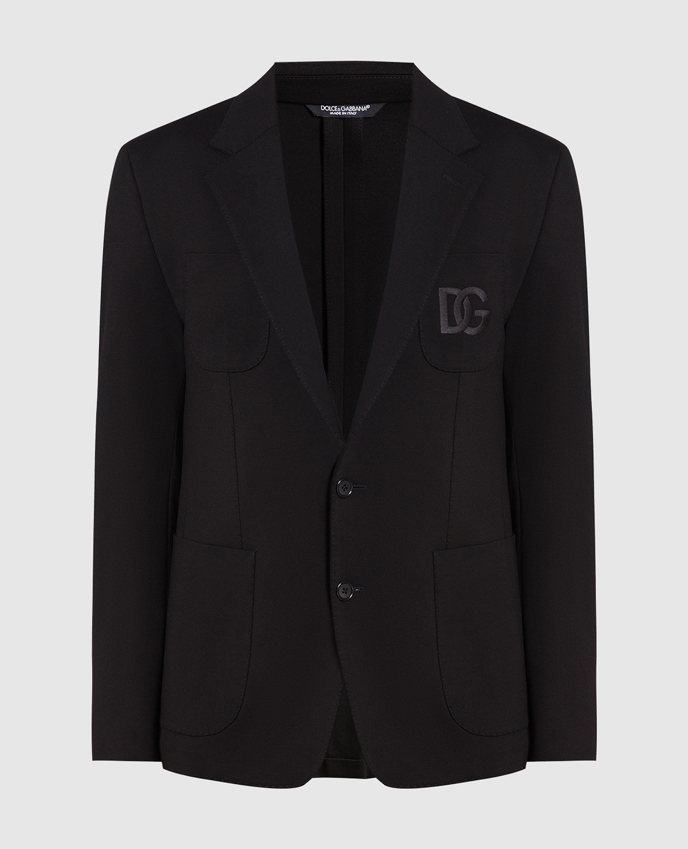 Чорний блейзер з вишивкою логотипу DG